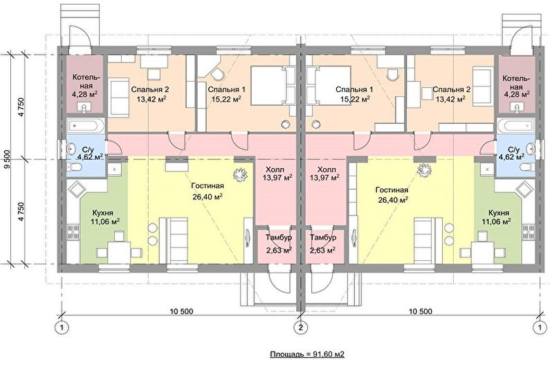 Projek moden rumah satu tingkat - Rumah satu tingkat dengan dua pintu masuk