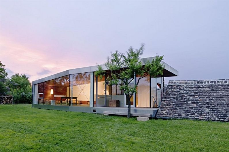 Modern projects of one-story houses - One-story house with panoramic windows