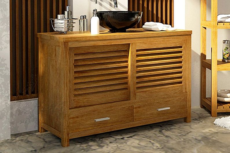 Cabinets under the sink in the bathroom - photo