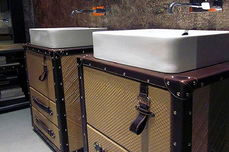 Cabinets under the sink in the bathroom - photo