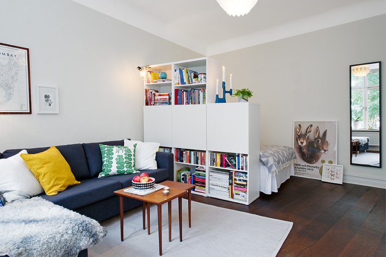 Shelving - zoning room for parents and baby