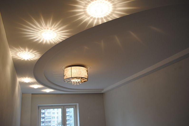 Plasterboard ceiling design in the living room