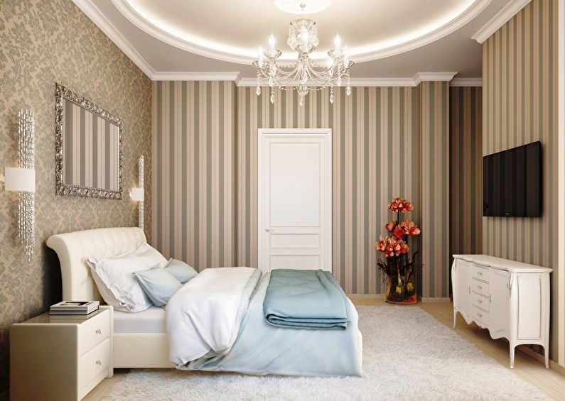 Combination of wallpaper in a classic bedroom