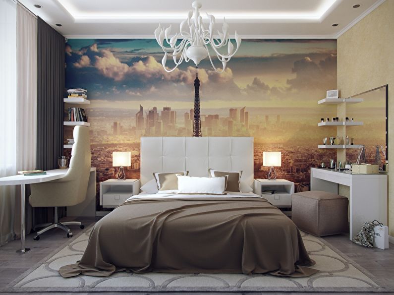 Photo wallpaper for the bedroom in a modern style