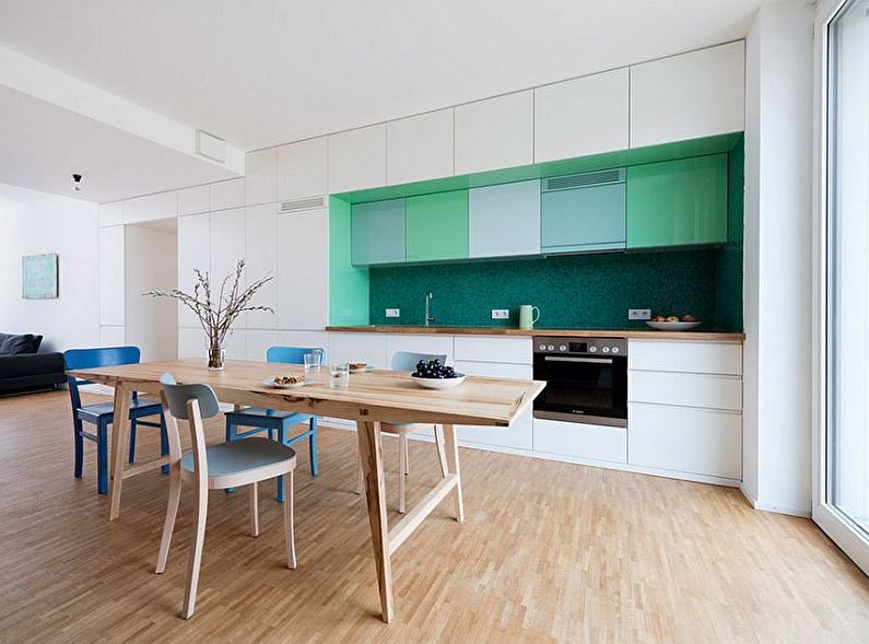 Cocina verde de estilo escandinavo - diseño