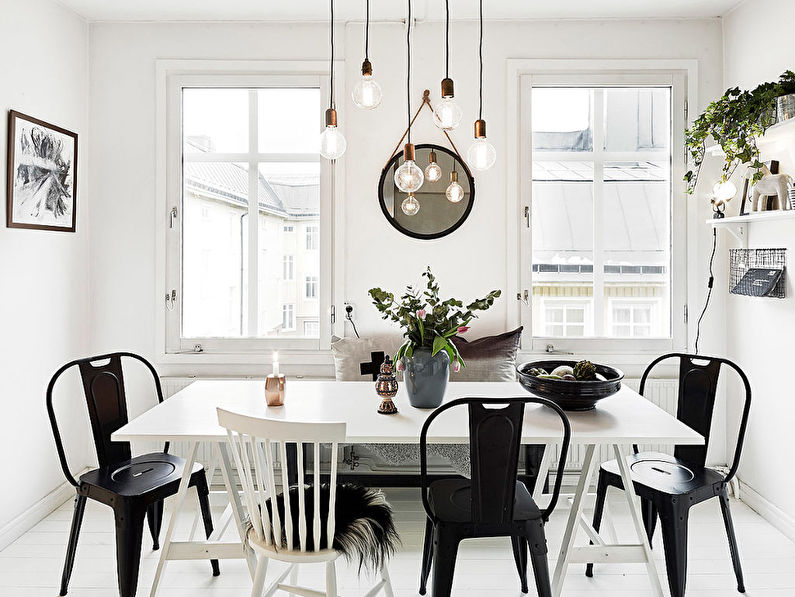 Zona pranzo: cucina in stile scandinavo