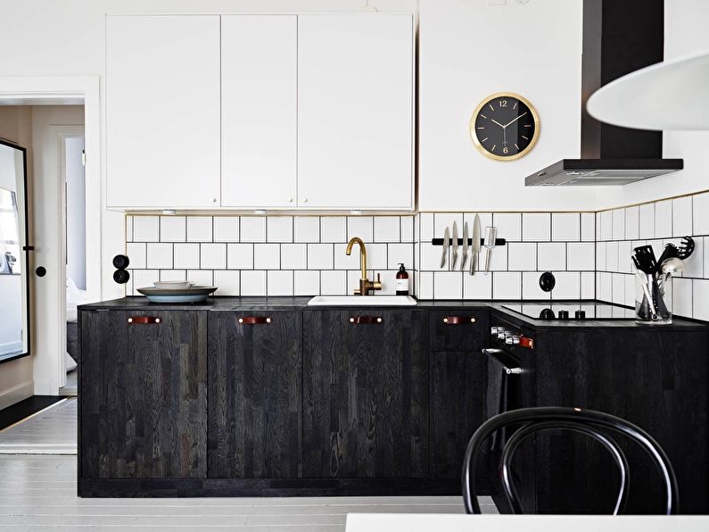 Preto e branco cozinha estilo escandinavo - design de interiores