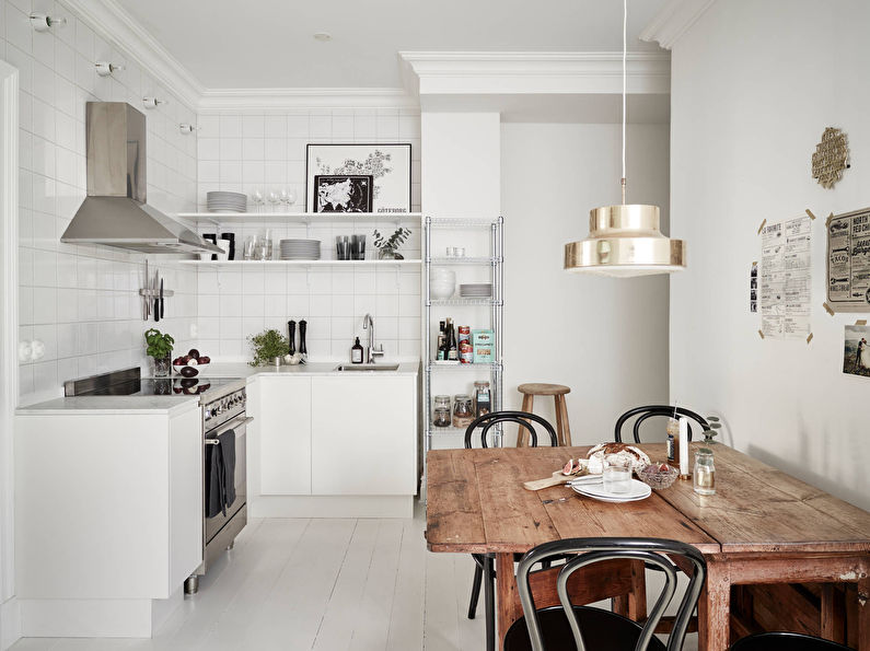 Witte keuken in Scandinavische stijl - interieur