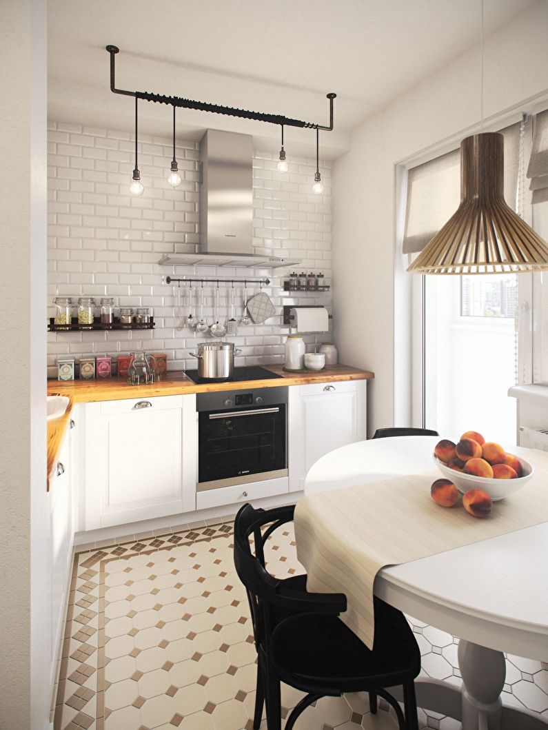 Witte keuken in Scandinavische stijl - interieur