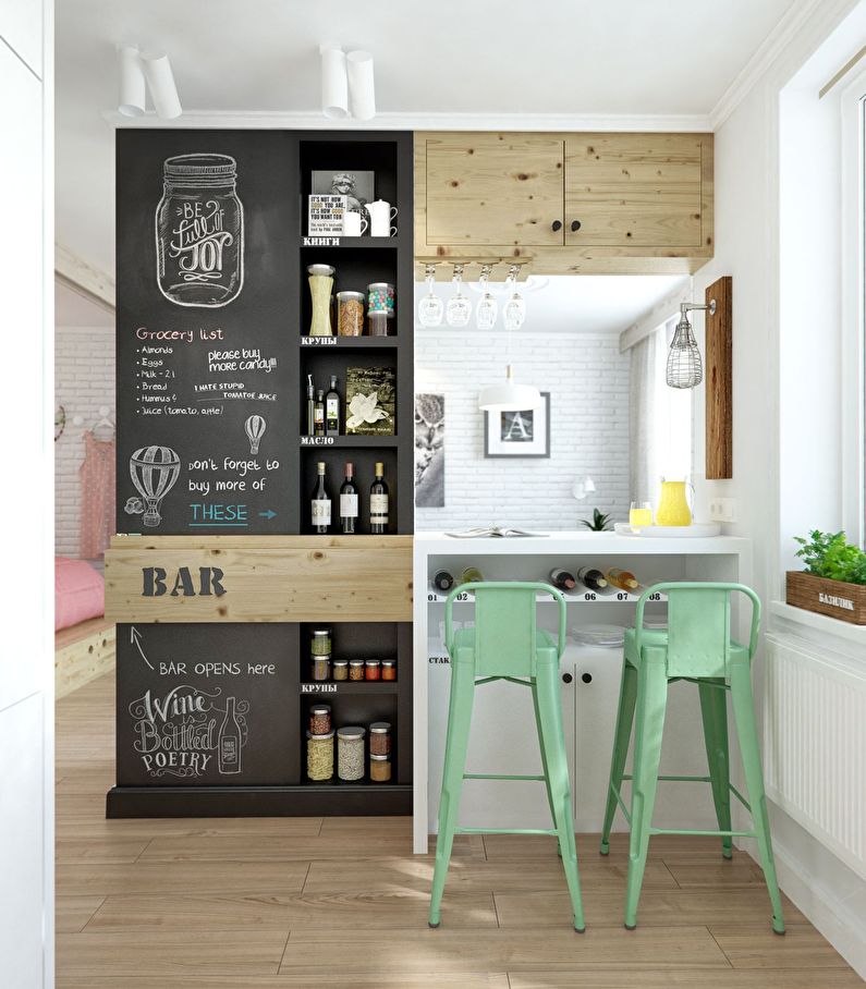 Cucina in stile scandinavo - bancone bar