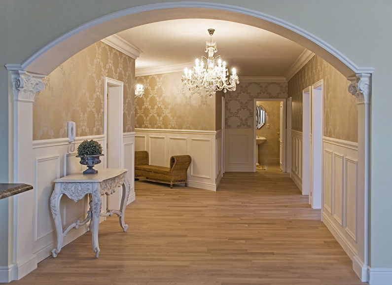 Plasterboard arch in the hallway and corridor - design