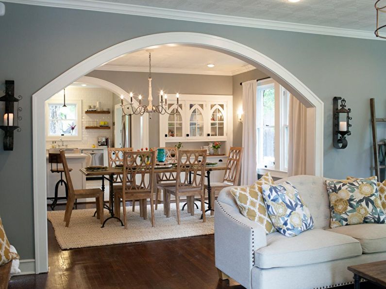 Drywall arch in the kitchen interior