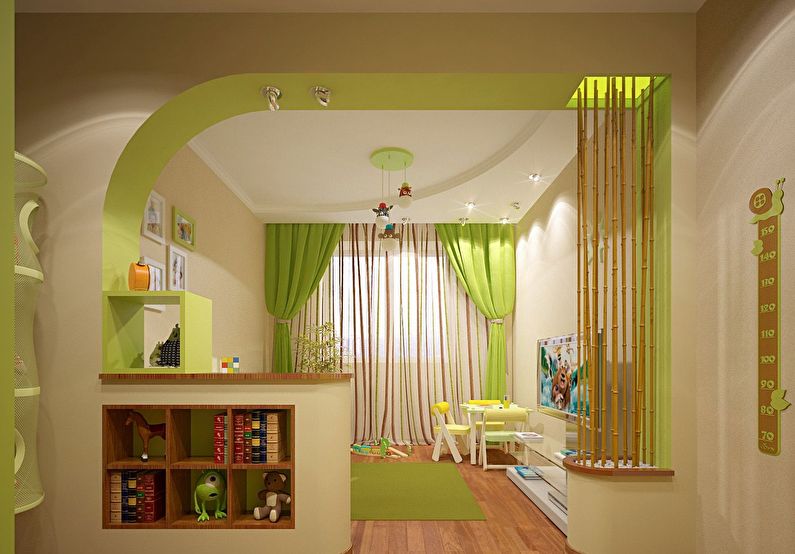 Arco de drywall no interior de um quarto infantil