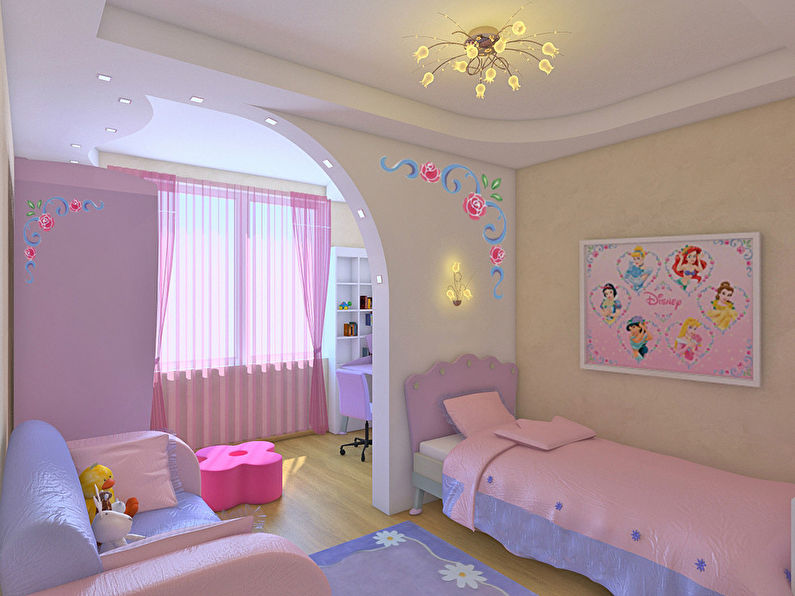 Curved drywall arch in a children's room - design