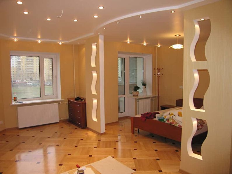 Arco curvo de Drywall no quarto - Design