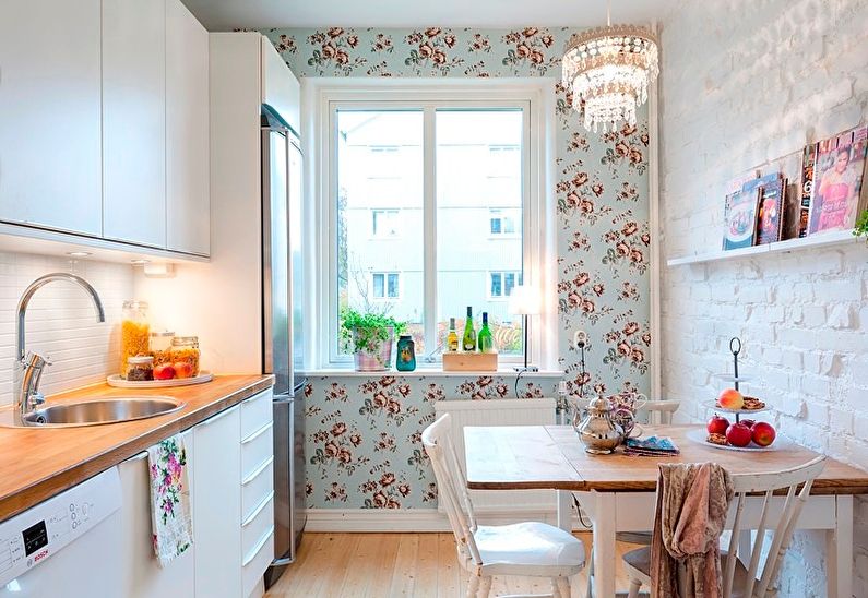 Wallpaper for a small kitchen in Khrushchev