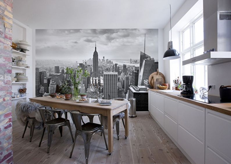 Wall mural para sa kusina sa estilo ng Scandinavian - disenyo