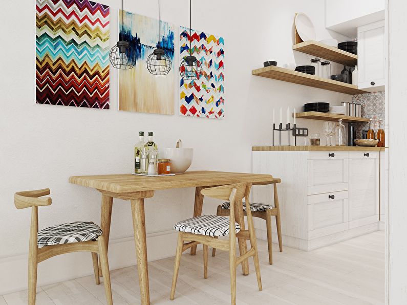 Interno di un piccolo appartamento di 30 m2 in stile scandinavo