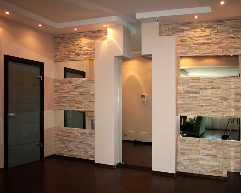 Decorative stone in the interior of the hallway and corridor - photo