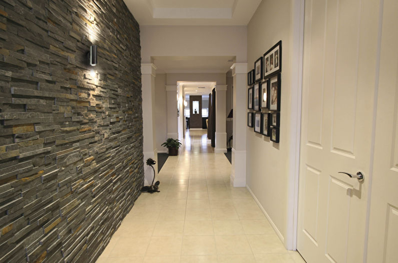 Decorative stone in the interior of the hallway and corridor - photo