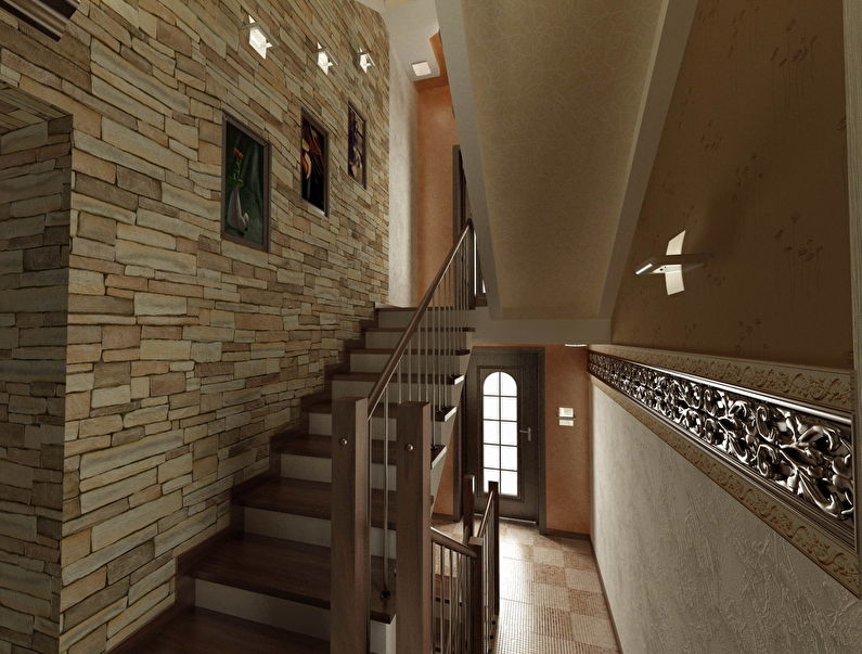 Decoration of stairs with decorative stone - photo