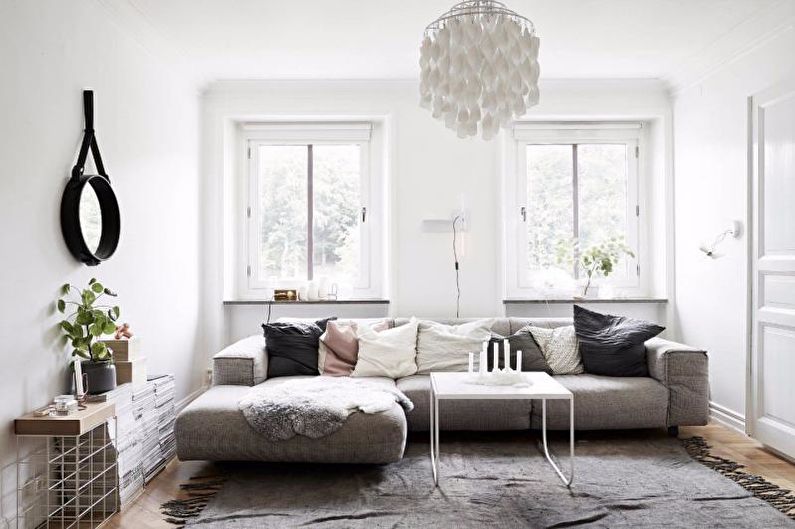 Design interior pentru camera de zi în stil scandinav - fotografie