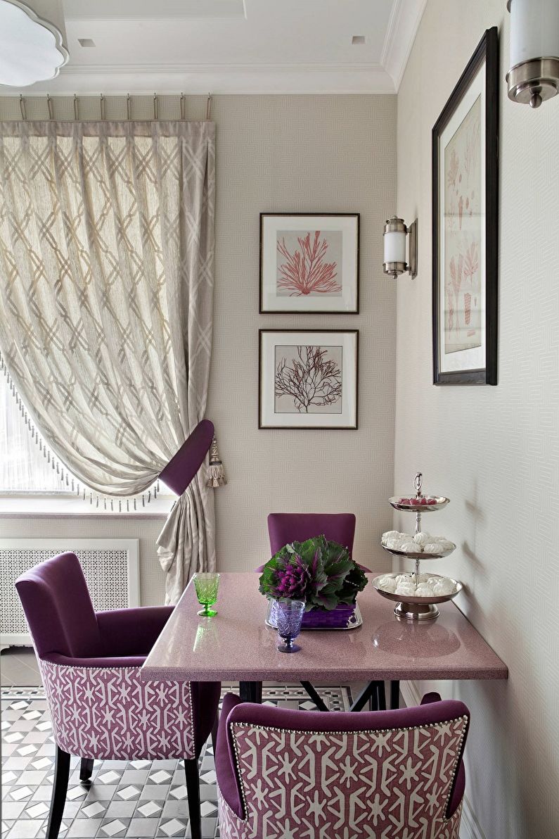 Lilac color in the interior of the kitchen - Design photo