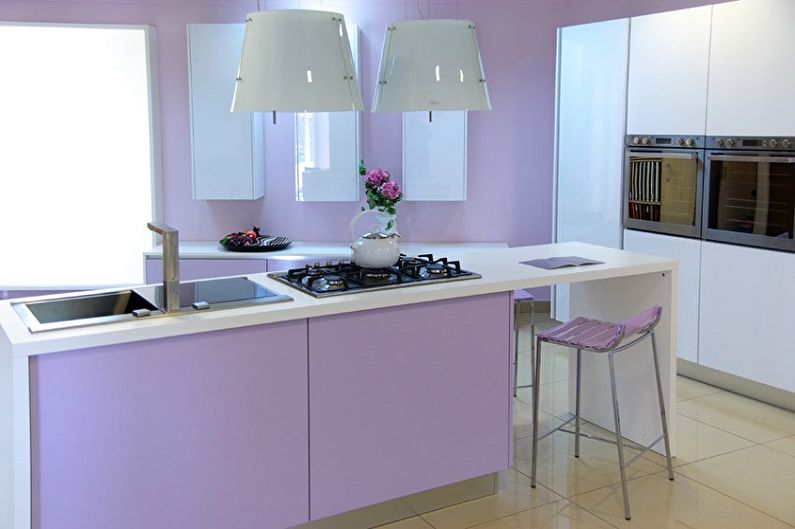 Lilac color in the interior of the kitchen - Design photo