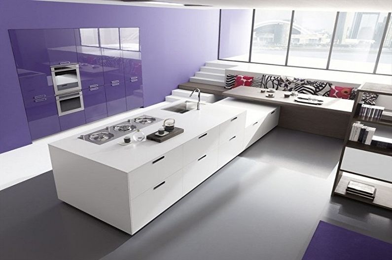 Lilac color in the interior of the kitchen - Design photo