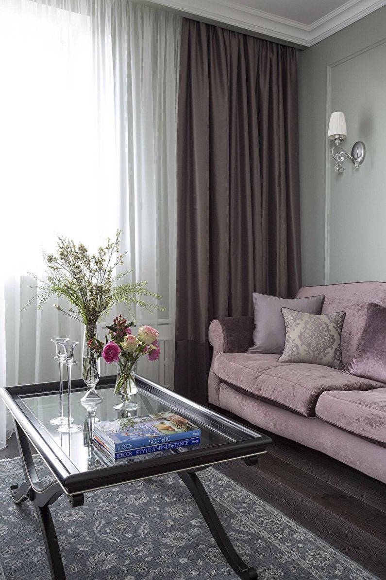 Lilac color in the interior of the living room - Design photo