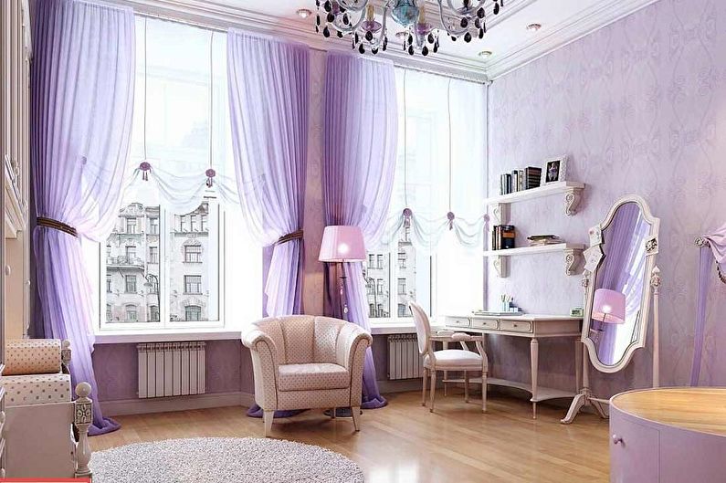 Lilac color in the interior of the living room - Design photo