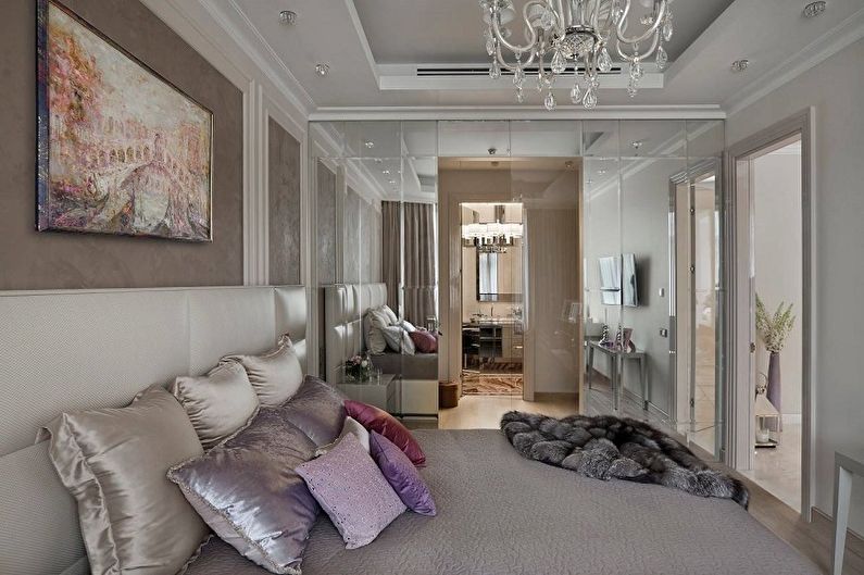 Culoare liliac în interiorul dormitorului - fotografie de design