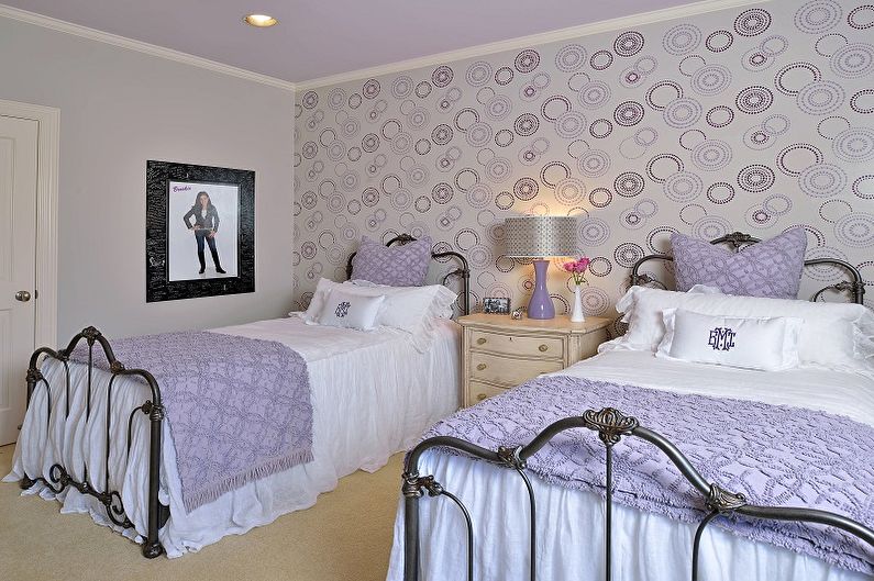 Lilac color in the interior of a children's room - Design photo