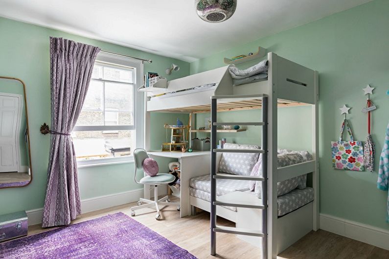 Lilac color in the interior of a children's room - Design photo