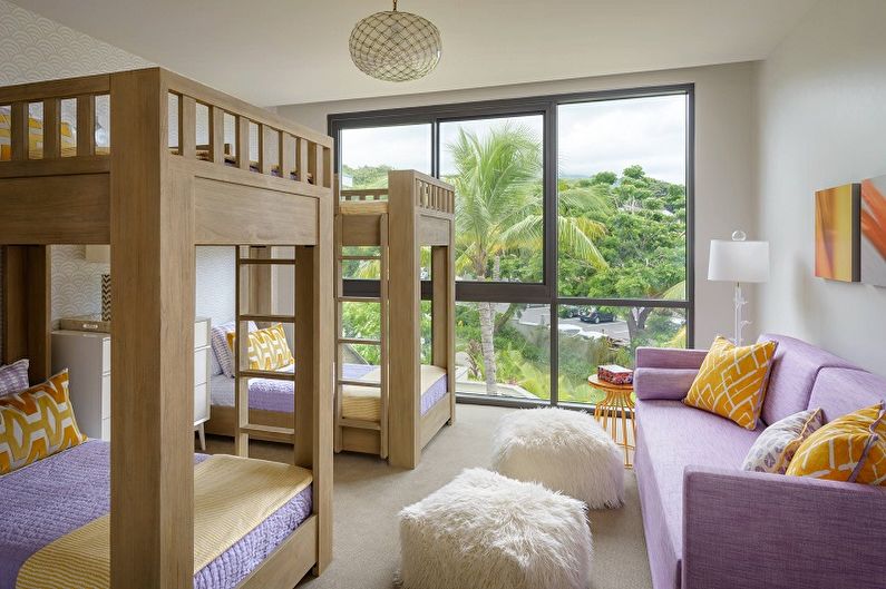 Lilac color in the interior of a children's room - Design photo