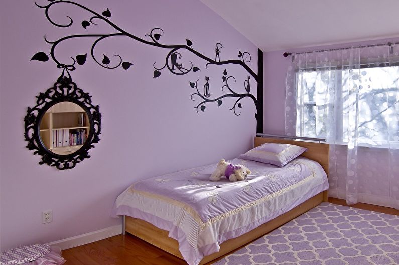 Lilac color in the interior of a children's room - Design photo