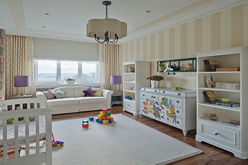 Lilac color in the interior of a children's room - Design photo