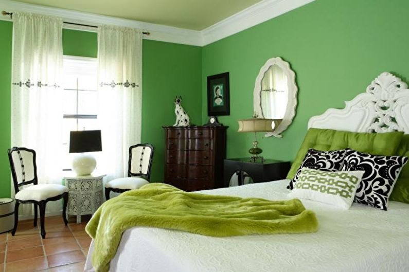 The combination of colors in the interior of the bedroom - Features