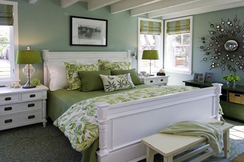 The combination of colors in the interior of the bedroom - Mixed combination