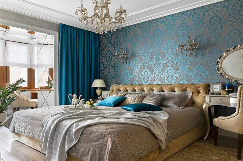 Original color combinations in the bedroom interior