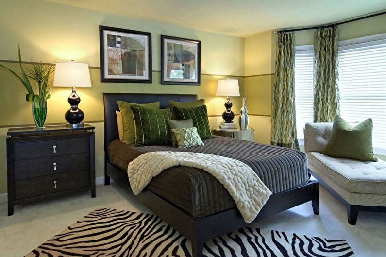 Original color combinations in the bedroom interior