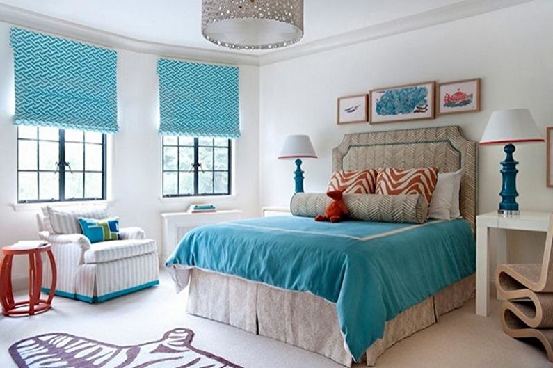 Original color combinations in the bedroom interior