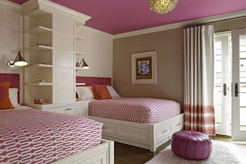 The combination of colors in the interior of the bedroom - photo