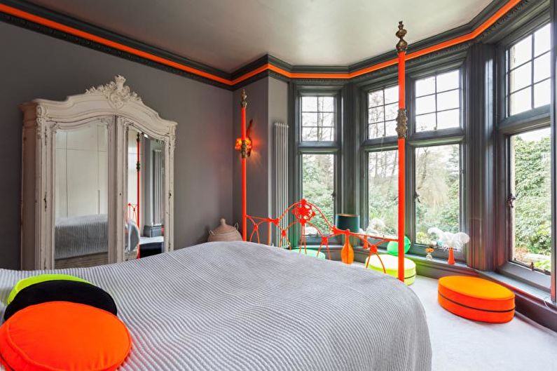 De combinatie van kleuren in het interieur van de slaapkamer - foto