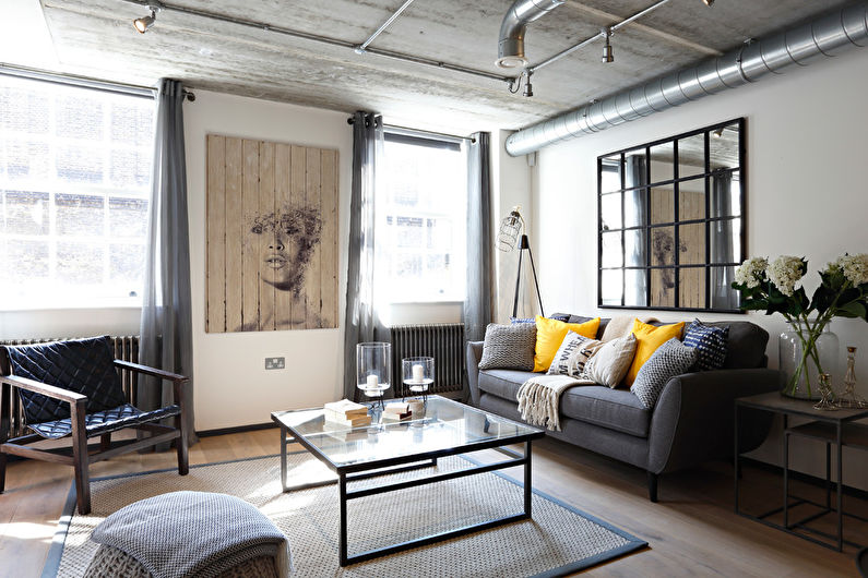 Witte loft stijl woonkamer - interieur