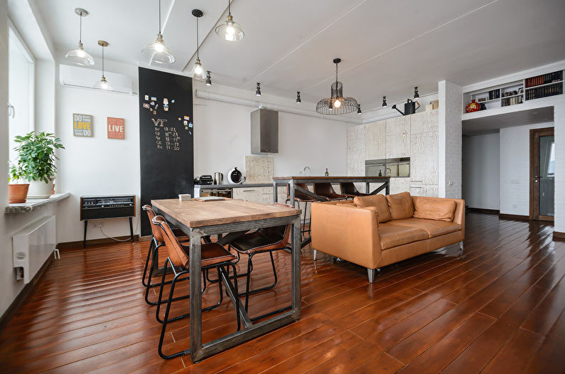 Brown Loft Style Living Room - Interior Design