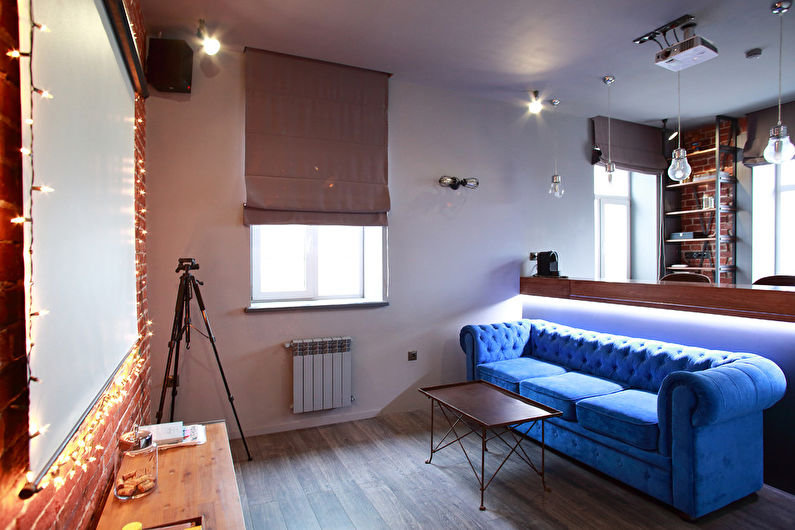 Loft stil stue interiørdesign - foto