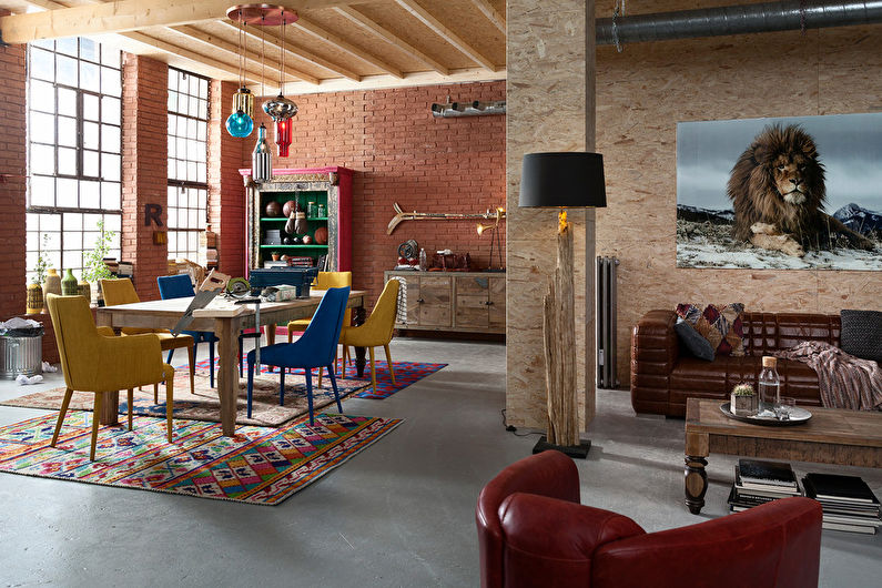 Design de interiores de sala de estilo loft - foto