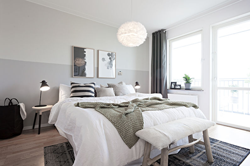 Interior design della camera da letto di stile scandinavo - foto