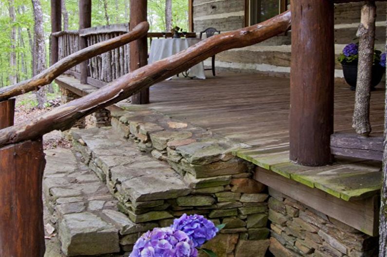 Decoración de porche de piedra para una casa privada - foto